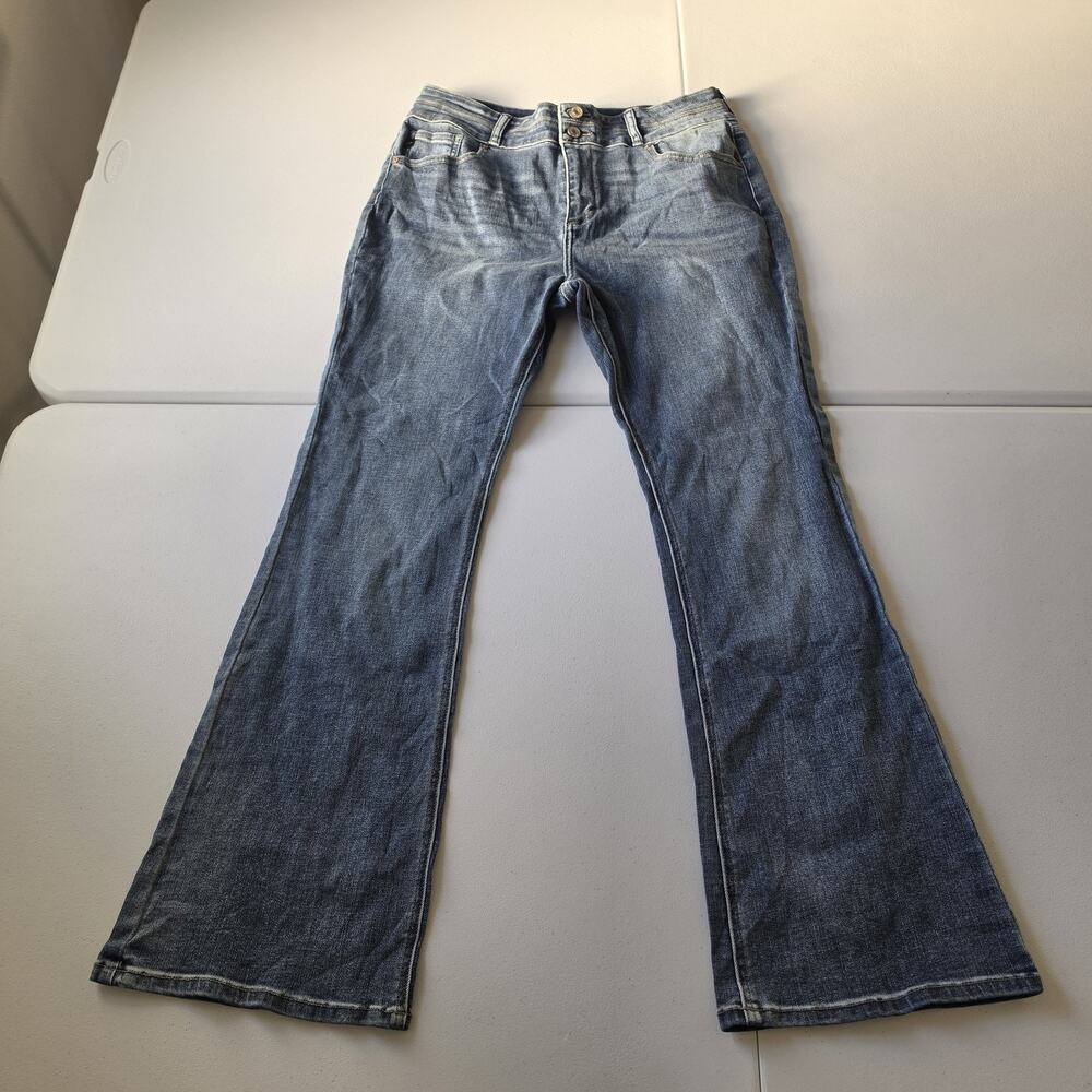 KanCan Jeans Womens 14 Blue Medium Wash Mid Rise Flare Stretch Denim BT1346GT-1